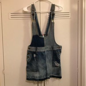 Free people denim overall skirt